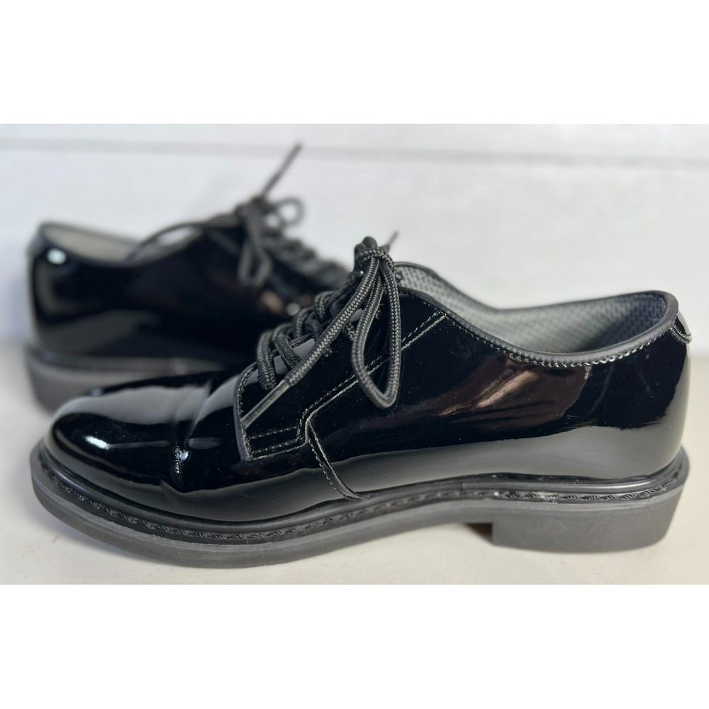 Rothco Mens 7.5 W Wide High Gloss Black Oxford Oil Resistant Dress Shoes